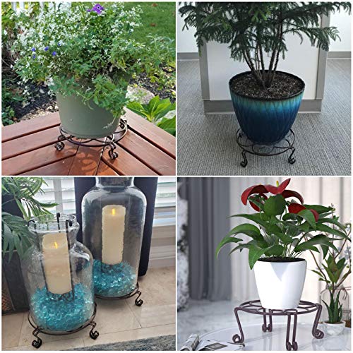 Tall Plant Stand Outdoor, Metal Planter Stands for Indoor Plants, 11.8x6 Inches Heavy Duty Pots Holder, Garden Container Rack, Large Wrought Iron Pumpkin Stand, Bronze/Brown - view 5