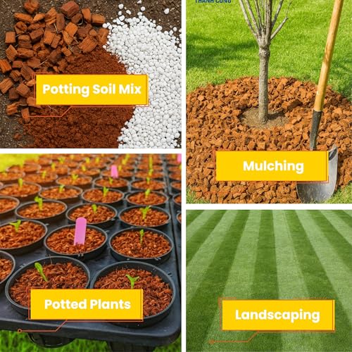 Coco Husk Chips 2s Brick Expands Upto 14 Quarts Coconut Coir Chip 2.2lb, Perfect for Plants, Gardening, Potting Soil Mix, Orchid Bark Alternative-OMRI Certified, Low EC, Balanced pH - view 5