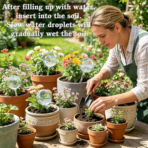 2pcs Glass Plant Watering Globes, Clear Rainbow Color Flower Self-Watering System Spikes, Automatic Plant Waterer Bulbs for Indoor & Outdoor Plants Everyday Use - view 6