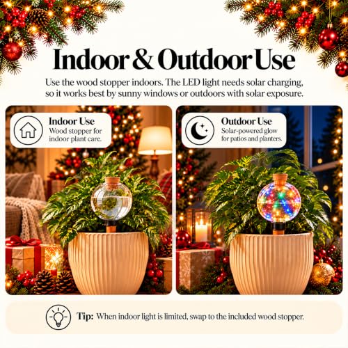 26 oz Christmas Plant Watering Globes, Solar LED, Vacation Waterer, 2 Pack - view 5
