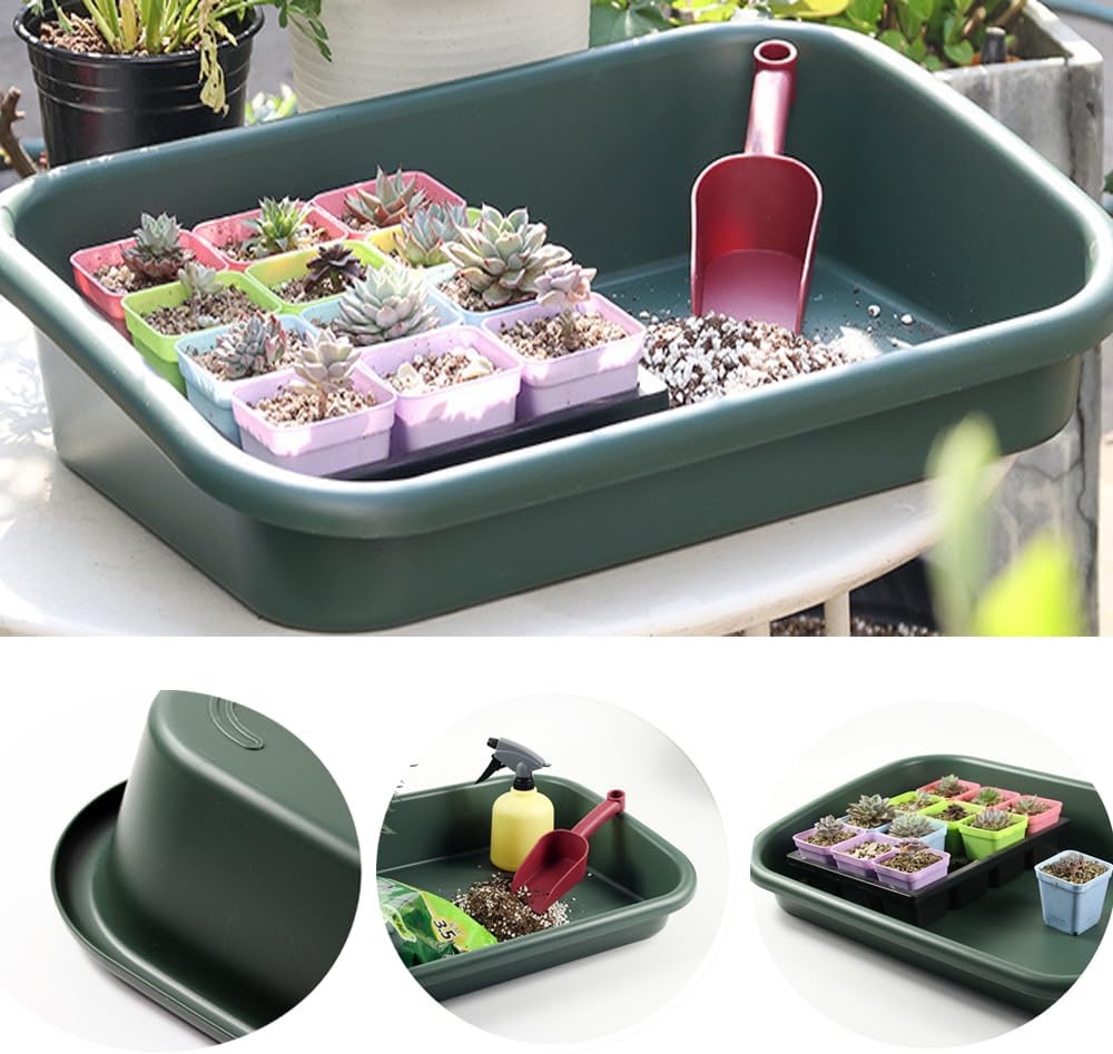Garden Tidy Tray, Multifunctional One Piece Potting Tray for Seeding, Mixing, Growing and Pot Storage, Succulent and Cactus Soil Potting Mix Tray 23"x16.4"x4.3",Green - view 7