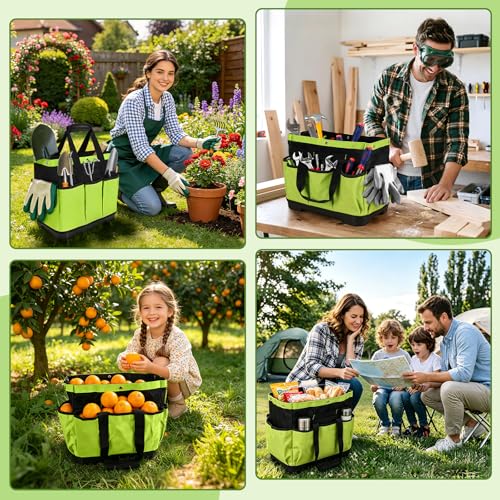 Garden Tool Bag with Waterproof Plastic Base, Heavy-Duty Oxford Garden Tote - view 6