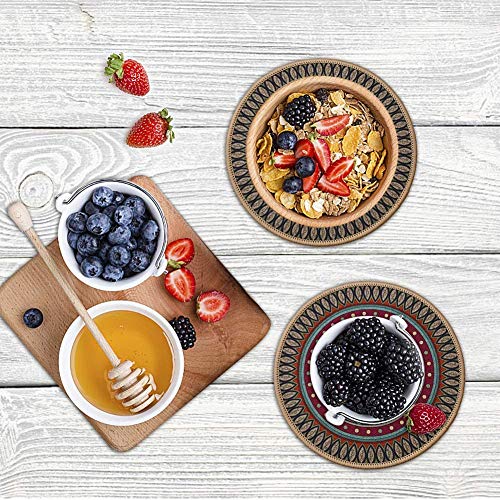 Colorful Boho Plant Pot Mat Set of 6 Absorbent Non Slip for Table Desk Floor 8.5 Inch - view 6