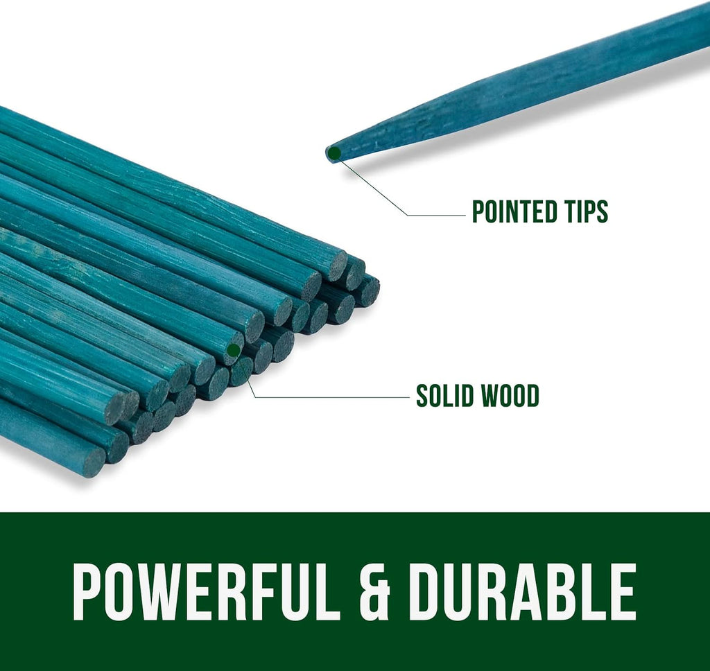 Green Bamboo Sticks Garden Wood Plant Stakes,Floral Plant Support Wooden,Wooden Sign Posting Garden Sticks,15 Inches 25 Pack - view 3