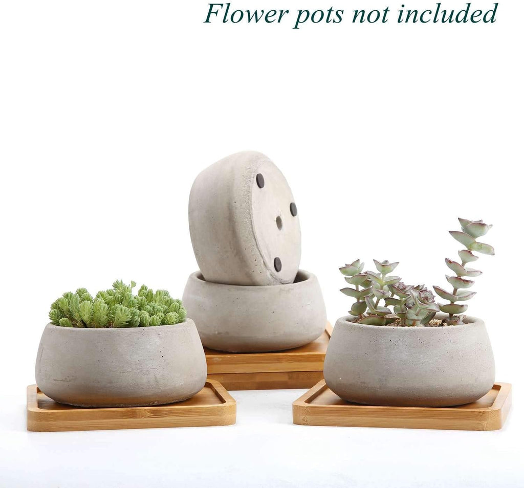5 inch Bamboo Plant Saucer Set of 6, Square Planter Tray for Succulent Pot, Bamboo Tray for Most Small Ceramic Succulent Planters Holding Drainage Water, Tabole Desk Protection, DIY Craft Project - view 2