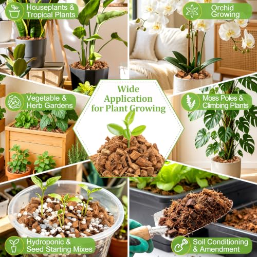 Organic Coco Coir Chips for Plants Coconut Husk Substrate 2Pcs, 2.2lb - view 6