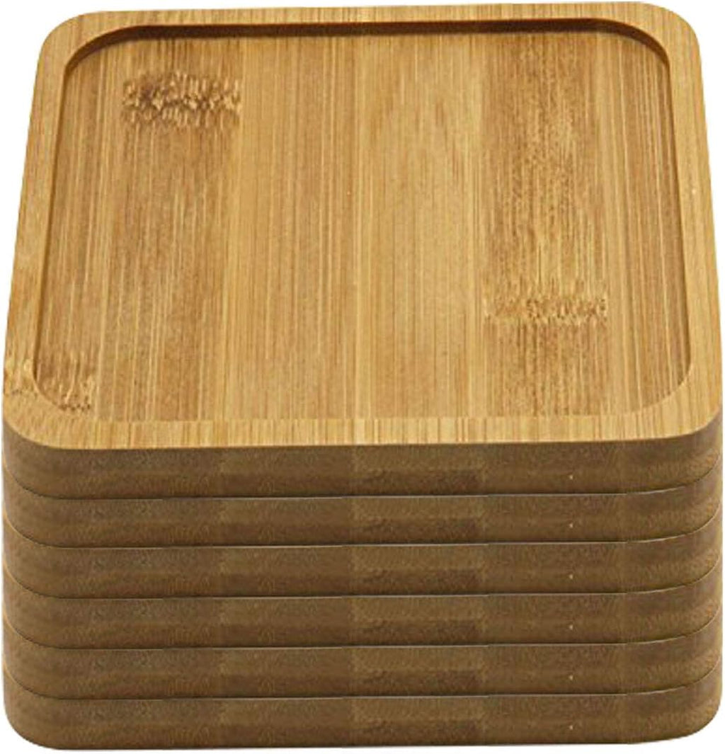 5 inch Bamboo Plant Saucer Set of 6, Square Planter Tray for Succulent Pot, Bamboo Tray for Most Small Ceramic Succulent Planters Holding Drainage Water, Tabole Desk Protection, DIY Craft Project - view 6