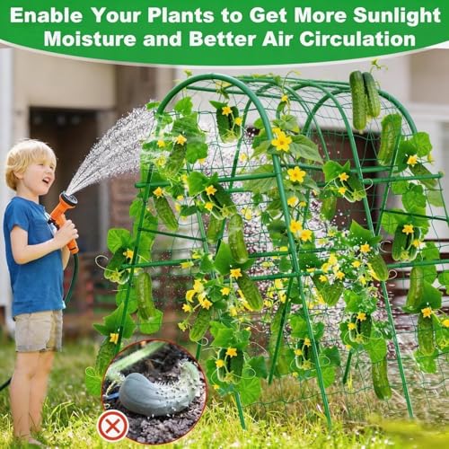 Garden Arch Trellis for Raised Beds, 4x5.3FT Plant Support for Cucumbers, Melons, Grapes, Roses & Climbing Vegetables, Outdoor Rust-Resistant Trellis for Vertical Growing, Green - view 4