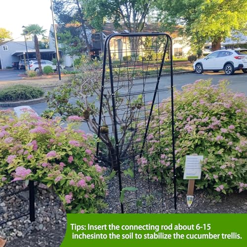 Heavy Duty 50"x17" Adjustable A-Frame Trellis for Climbing Plants – Rust-Proof Metal Garden Trellis with Dense Grid Design, Perfect for Raised Beds, Tomatoes, Cucumbers & Outdoor Vines (Black, 1 Pcs) - view 6