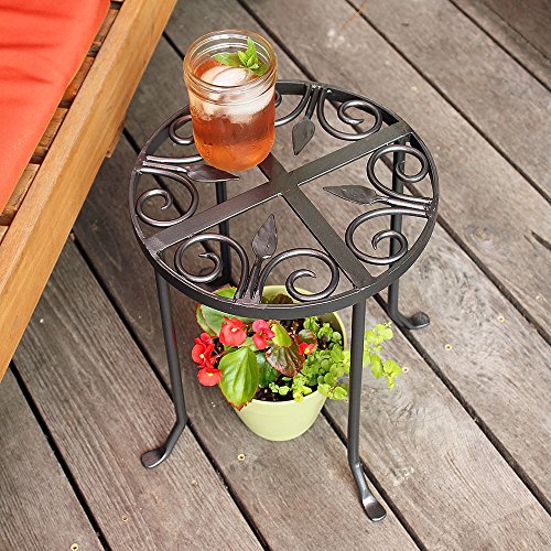 VTT-01 Round Trivet Wrought Iron Plant Stand, Graphite - view 7