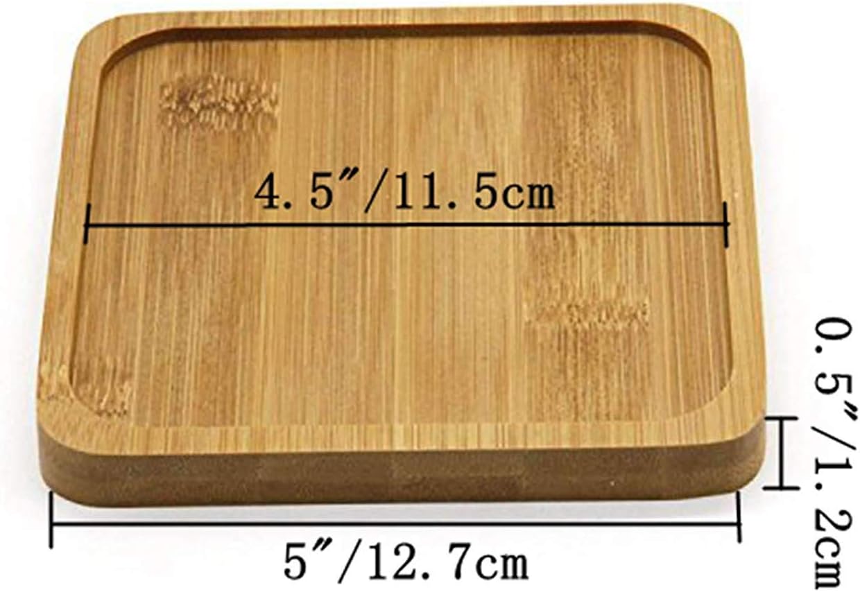 5 inch Bamboo Plant Saucer Set of 6, Square Planter Tray for Succulent Pot, Bamboo Tray for Most Small Ceramic Succulent Planters Holding Drainage Water, Tabole Desk Protection, DIY Craft Project - view 5