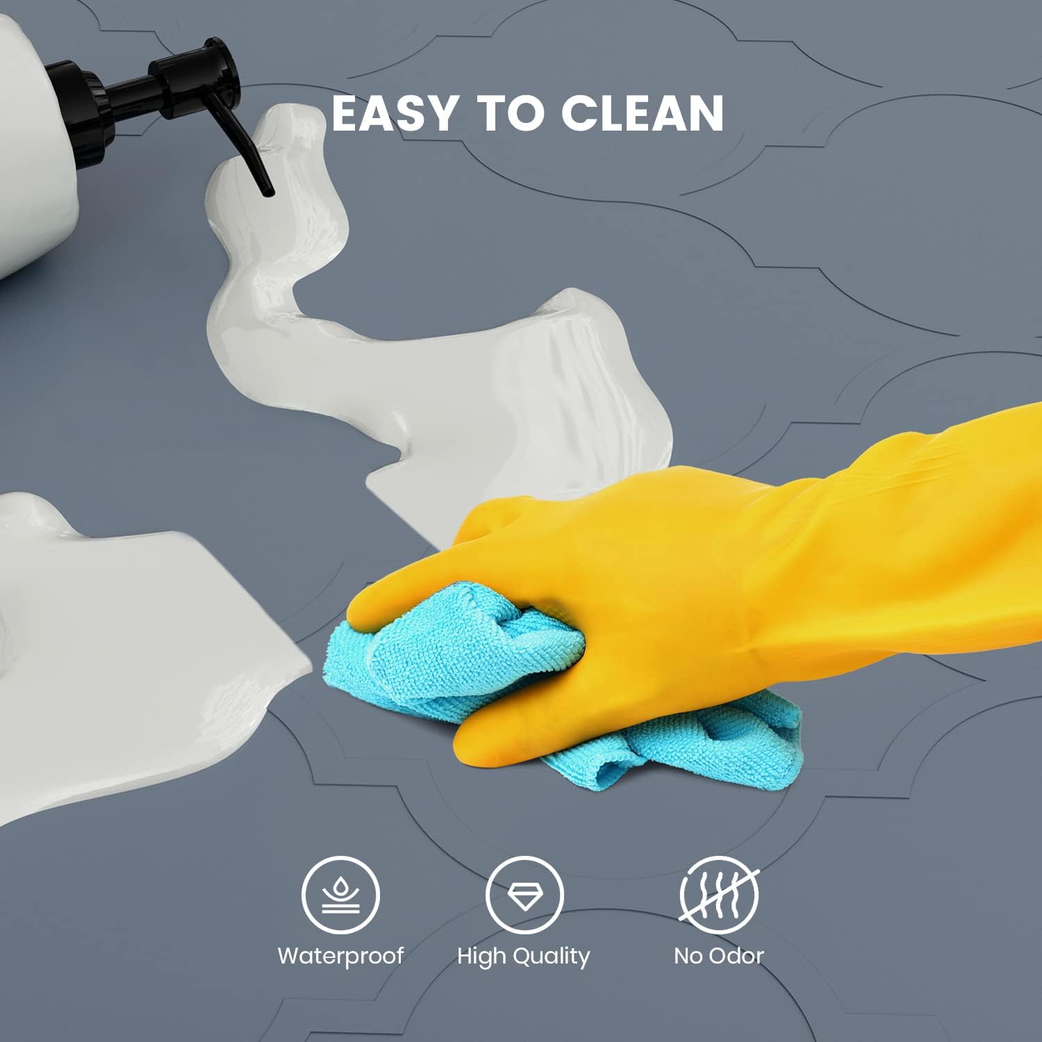 Under Sink Mat, 34" x 22" Silicone Kitchen Cabinet Tray, Waterproof & Flexible Under Sink Liner for Kitchen Bathroom and Laundry Room - view 5