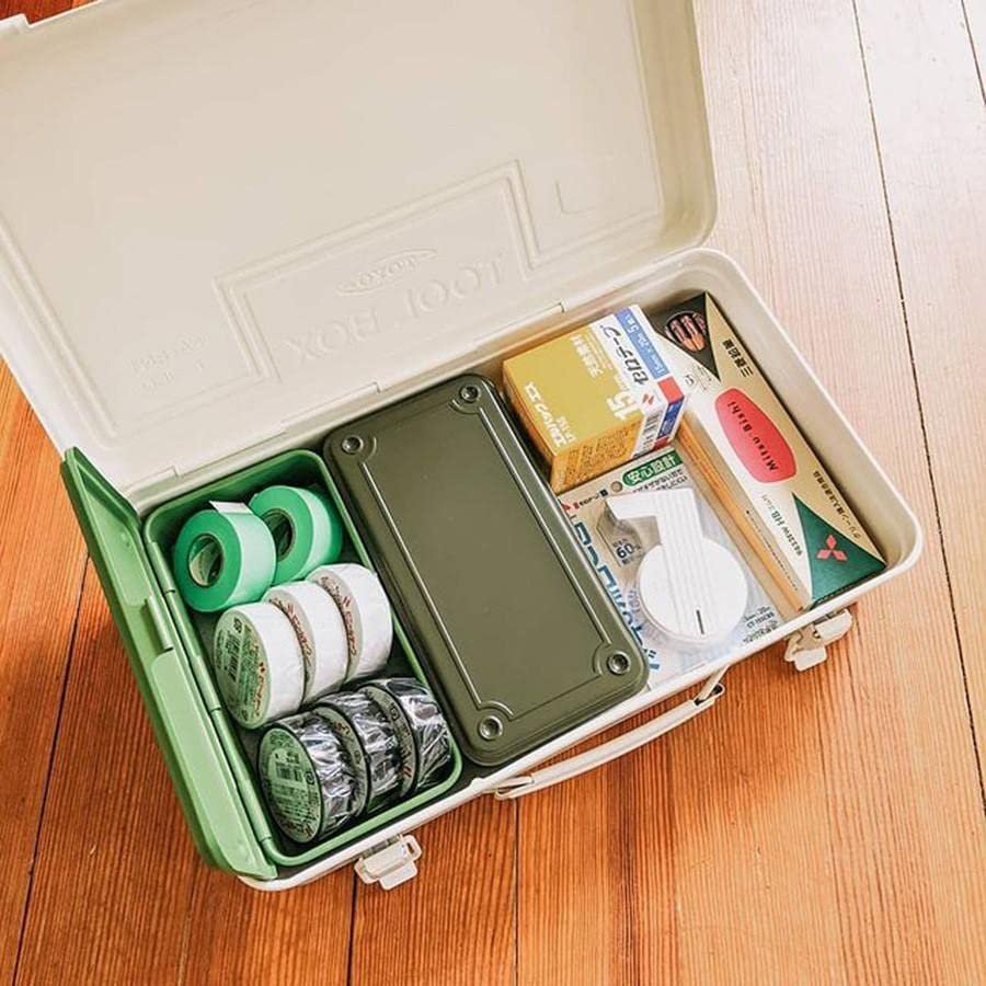 T-190 MG (MILITARY GREEN) H7.99×W4.29×D2.20inch Steel Trunk For Pegs, Metal fittings, Pen, Accessory, And Utility Knife Made In Japan - view 4