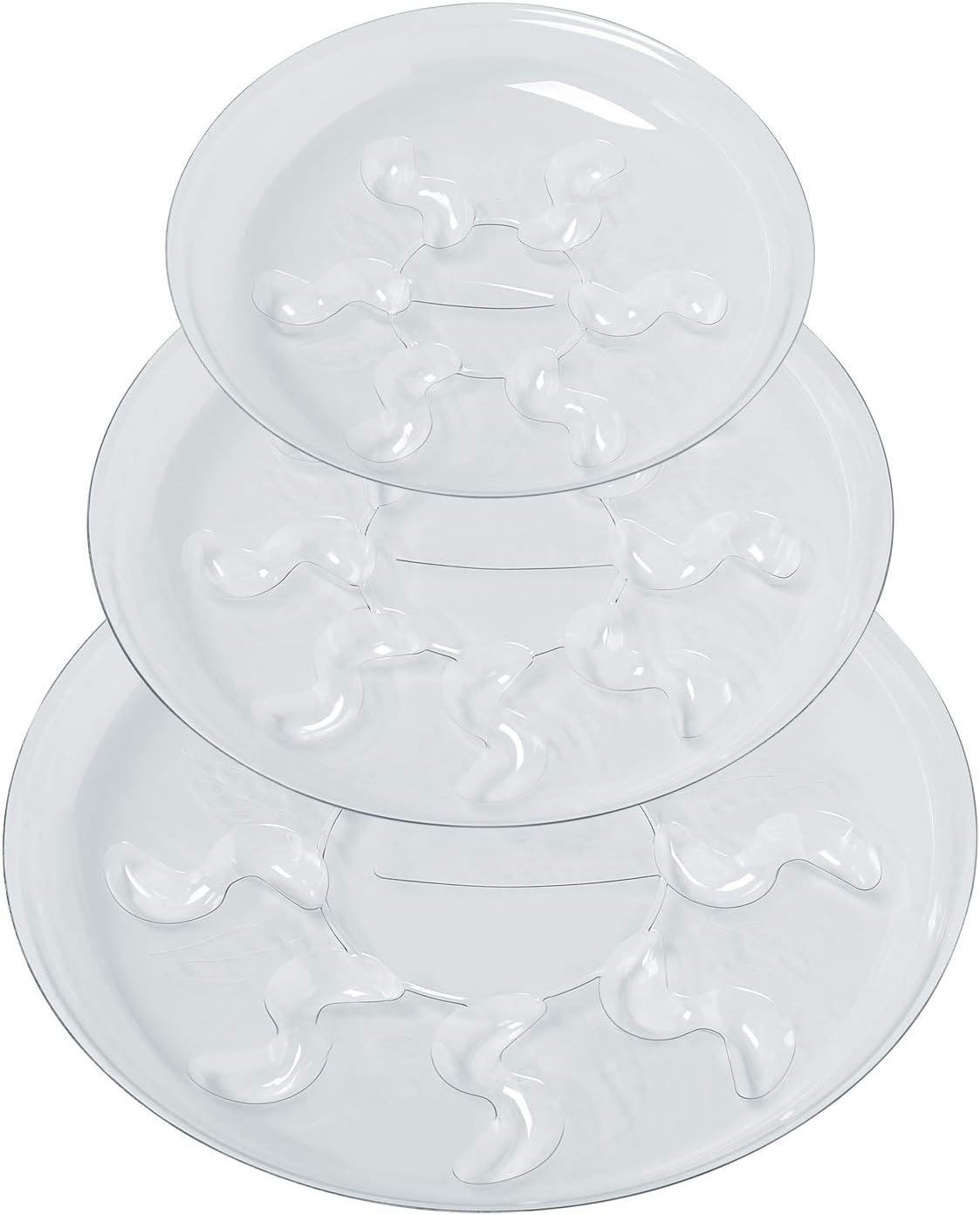 15 Pack Assorted Sizes 6 8 10 Inch Clear Thick Plastic Heavy Duty Sturdy Plant Saucer Drip Trays for pots, 5 Pieces of Each Size (Assorted Sizes 6'', 8'', 10'')