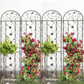 4 Pack Metal Garden Trellis 86.7" Tall Outdoor Climbing Plant Support for Roses, Flowers, Rustproof Durable Brown Galvanized Tube, Lawn Garden Fence Decor Screen (4, Retro-86.7" H)