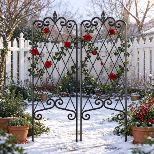 Amagabeli 2 Pack Garden Trellis for Climbing Plants 60" x 18" Rustproof Black Iron Potted Vines Vegetables Vining Flowers Patio Metal Wire