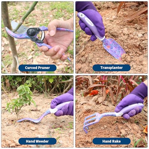 Purple Garden Tools Set 10 Pieces, Gardening Gifts for Women - view 3