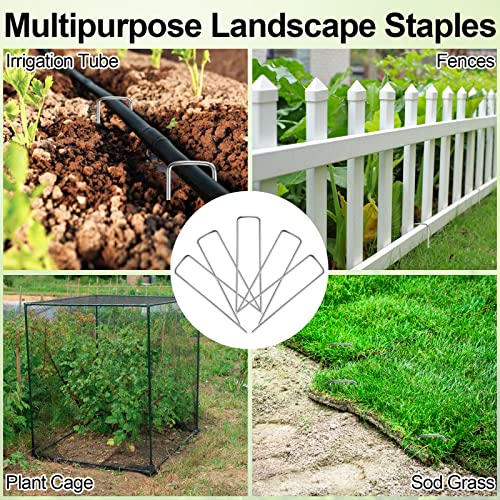 24 Pack Garden Stakes, U-Shaped Tent Stakes, Galvanized Landscape Staples, Ground Stakes, for Landscaping Securing Weed Barrier Fabric, Irrigation Tubing, Holding Fence, Tarpaulin - view 5
