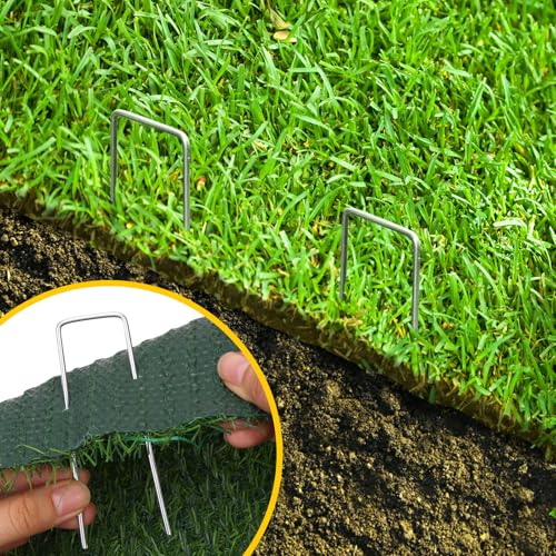 100 Pack Landscape Staples 4 Inch, Galvanized Steel Garden Stakes - view 6