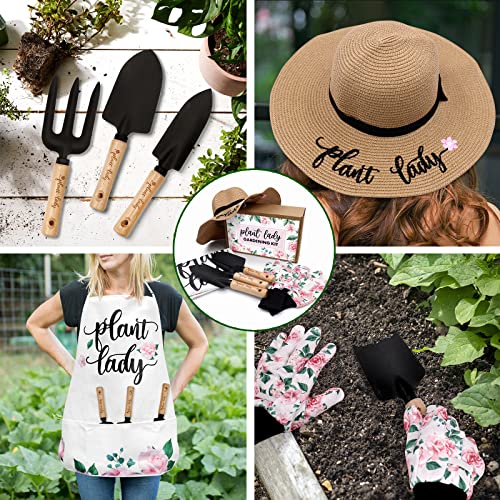 Plant Lady Gardening Tool Gifts for Mom Gardening Tools Kit Planting Tools Straw Hat Floral Apron Glove for Her Mother Spring Grandmother Plant Lover Gift Horticulture Starter - view 2