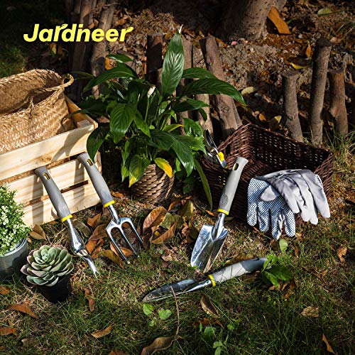 Garden Tools Set, 8PCS Heavy Duty Garden Tool Kit with Outdoor Hand Tools, Garden Gloves and Storage Tote Bag, Gardening Tools Gifts for Women and Men - view 6