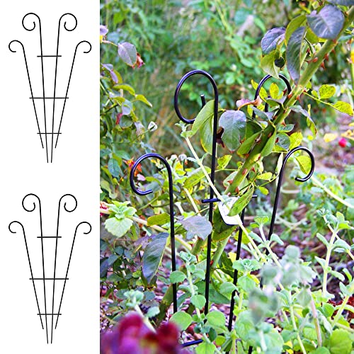 2 Pack Black Coated Wave Pot Trellis 23'' Stakes for Climbing Plants Patio Plant Support for Outdoor,Rose, Vegetable Flower, Backyard - view 3
