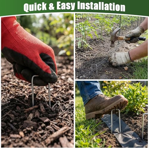 50 Pack 8 Inch Landscape Staples 11 Gauge Heavy Duty Galvanized Garden Stakes, Sod Pins for Securing Weed Barrier Fabric, Artificial Turf, Drip Irrigation, Lawn Edging & Outdoor Ground Cover - view 7
