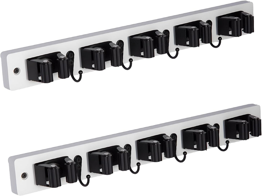 Broom Holder Wall Mount With 5 Slots & 4 Hooks，Rustic Wood Broom & Mop Hanger，Wall Mounted Garden & Garage Tool Storage Organizer Rack for Closet Laundry Room or Kitchen Wall Decor - view 8