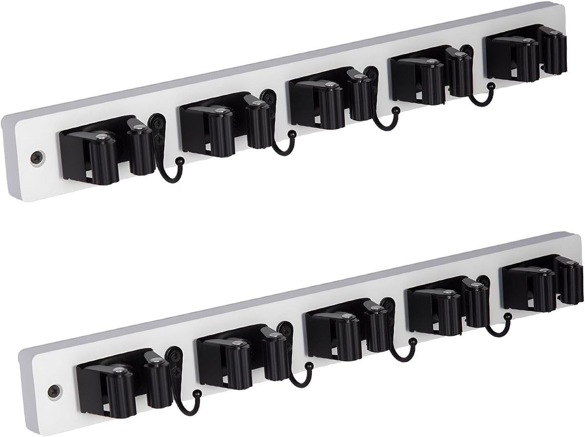 Broom Holder Wall Mount With 5 Slots & 4 Hooks，Rustic Wood Broom & Mop Hanger，Wall Mounted Garden & Garage Tool Storage Organizer Rack for Closet Laundry Room or Kitchen Wall Decor - view 8