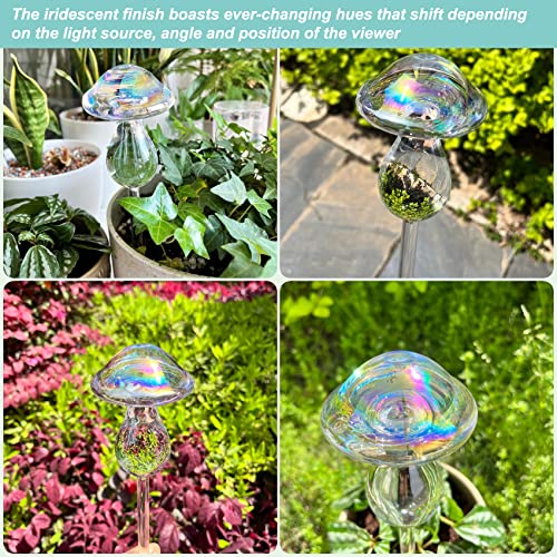 Iridescent Mushroom Self-Watering Globes for Plants - 2 Pack Automatic Plant Waterer Indoor/Outdoor, Plant Watering Devices with Continuous Moisture Supply, No Electricity Needed - view 3