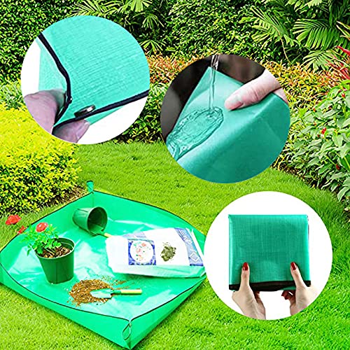 2PCS 39.4" x 39.4" Plant Repotting Mat Waterproof Transplanting Mat Indoor Succulent Potting Mat Portable Gardening Soil Changing and Watering mat Square and Foldable Garden mat - view 4
