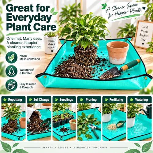 Repotting Mat for Indoor Plants, PE Potting Tray for Soil Change,39.4x39.4 - view 6