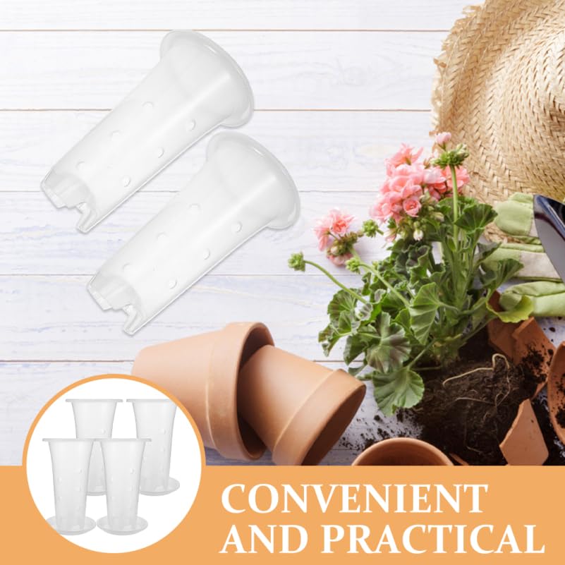 Clear Orchid Pots with Drainage Holes and Saucers 4-Pack Breathable Plastic Plant Nursery Pots for Indoor Plants Succulents and Orchids 8.66X5.31X5.31 Inch - view 7