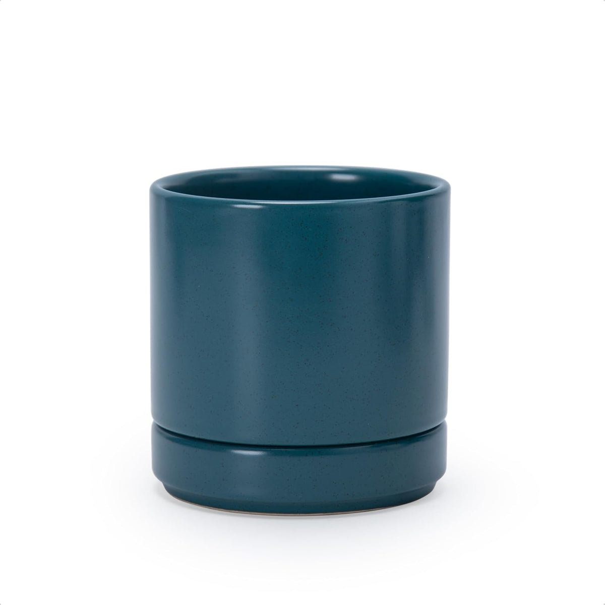 4.7 Inch Ceramic Planter Pot, Teal, 94-O-B-9 | Modern Cylinder Design, Drainage Hole & Saucer Included, Stable Structure, Elegant Home Accent