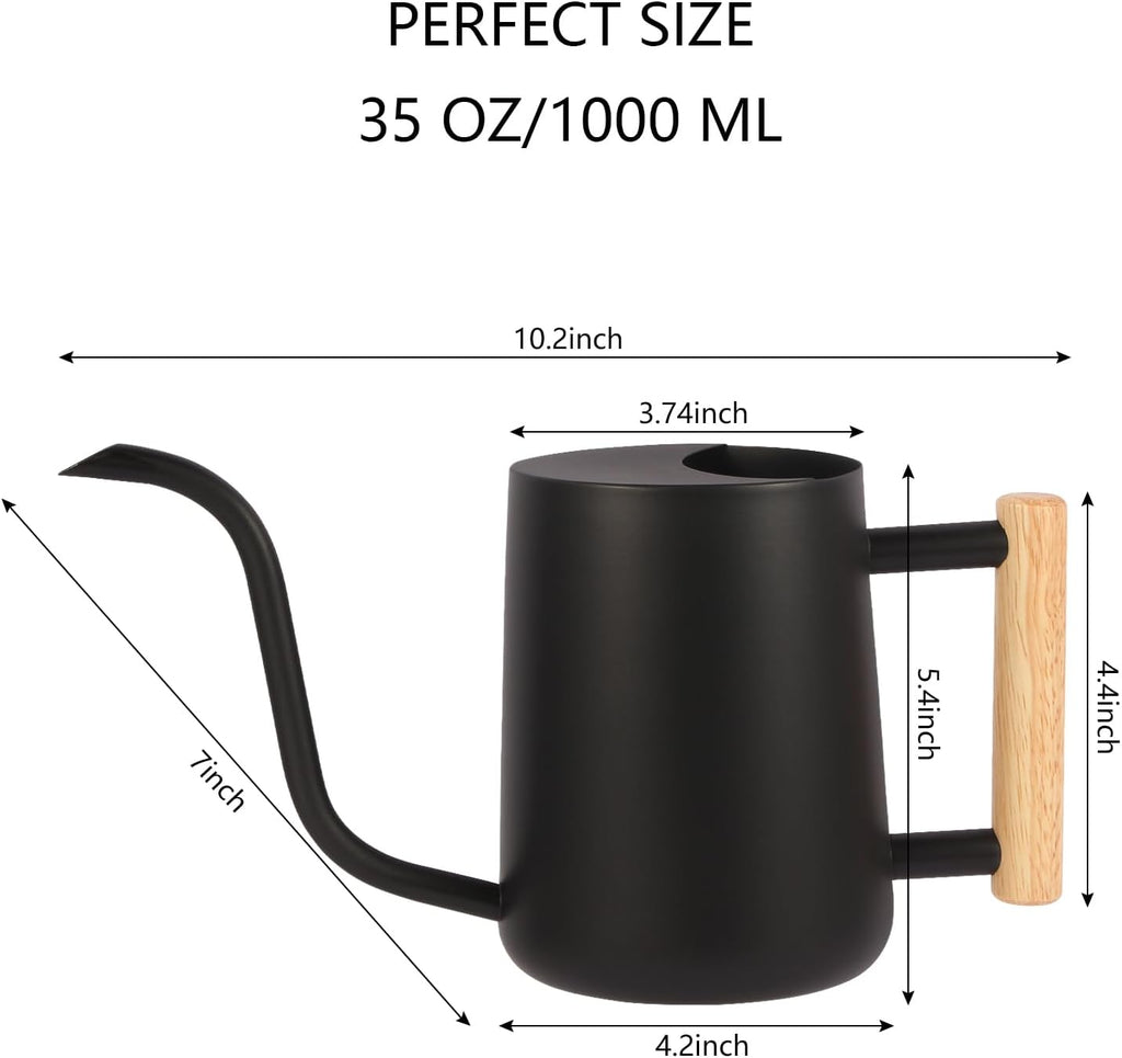Plant Watering Can,35oz Metal Watering Can,Stainless Steel Indoor Plants with Long Curved Spout,Small Bonsai Outdoor Garden Modern Decorative(Black) - view 7