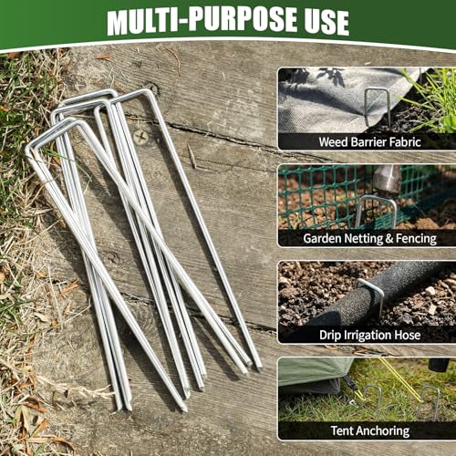 50 Pack 8 Inch Landscape Staples 11 Gauge Heavy Duty Galvanized Garden Stakes, Sod Pins for Securing Weed Barrier Fabric, Artificial Turf, Drip Irrigation, Lawn Edging & Outdoor Ground Cover - view 6