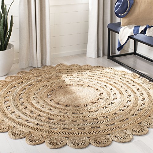 Natural Fiber Round Rug 8', Jute Textured Natural NF805B