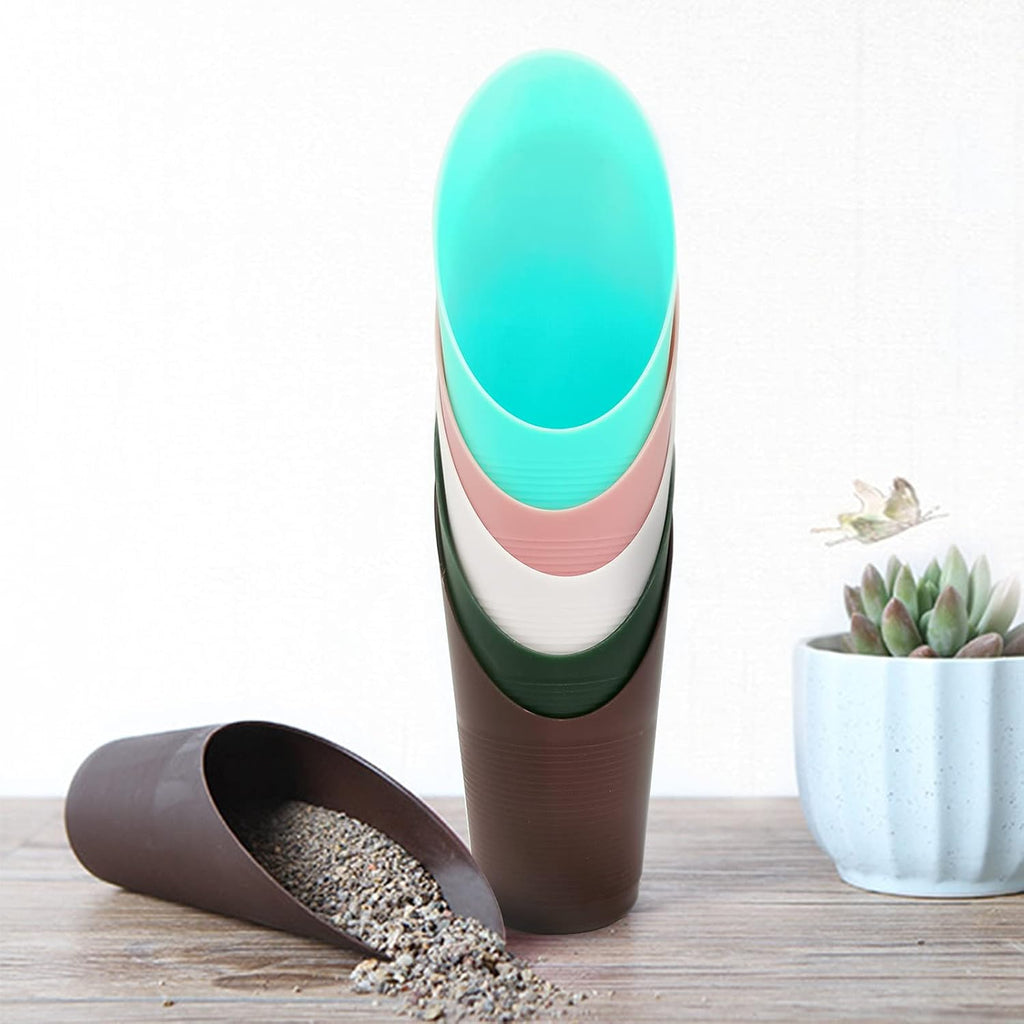 5 PCS bonsai soil scoops, plastic garden soil scoops, colorful small gardening tools, potting scoopers, bucket shovel. Suitable for flower planting, bonsai, potting, cultivation, weeding (5-color) - view 6