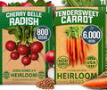 𝗨𝗦𝗔 𝗣𝗥𝗘𝗠𝗜𝗨𝗠 Cherry Belle Radish Seeds 800 & Tendersweet Carrots Seeds 2 Pack 6000