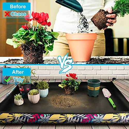 Extra Large Repotting Mat for Indoor Plant Transplanting and Mess Control 43.5"x 29.5" Thick Waterproof Potting Mat Succulent Gardening Mat Portable Foldable Potting Tray Unique Gifts for Plant Lovers - view 2