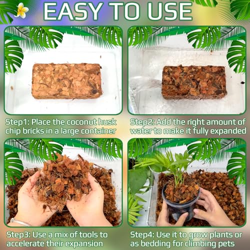 2 Pcs Coco Husk Chips for Plants - 2.2 LB 100% Organic Coconut Coir Chips with Low EC and pH Balanced, Compressed Coco Substrate Growing Mulch Medium for Landscaping, Herbs, Plants, Flowers - view 4