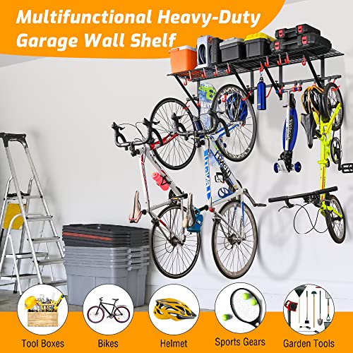 Garage Wall Shelving with Bike Hooks, Adjustable Storage Rack - view 2