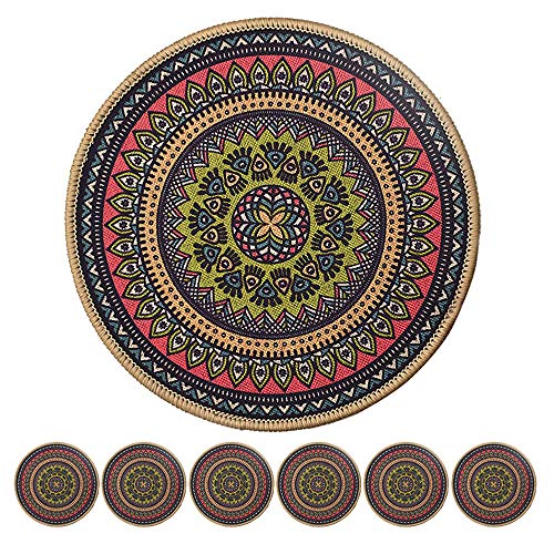 Boho Plant Pot Mat Absorbent Non Slip for Table Desk Floor 8.5" Set of 6