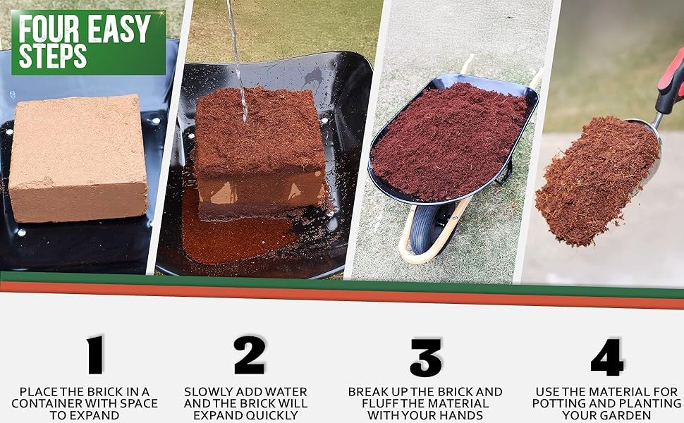 Compressed Coco Coir Pith Block, 10 Pound Block, Natural Potting Mix, Expands to 18 Gallons - view 2