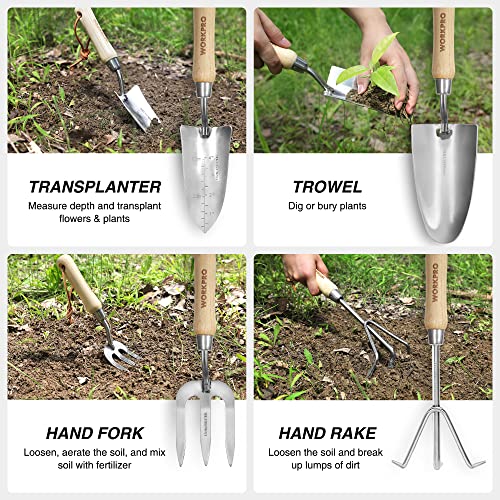 8-Piece Pink Garden Tool Set with Garden Bag and Gloves- Pink - view 4