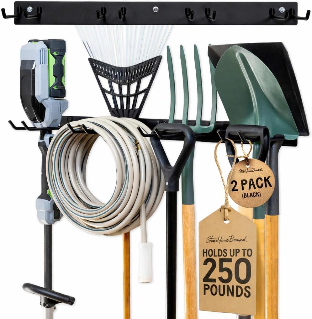 Garage Tool Organizer, 36 in, Holds 250 lb | Garden Tool Rack Wall Mount, Garden Tool Organizer, Shovel Wall Mount, Rubber Coated Hooks - view 6