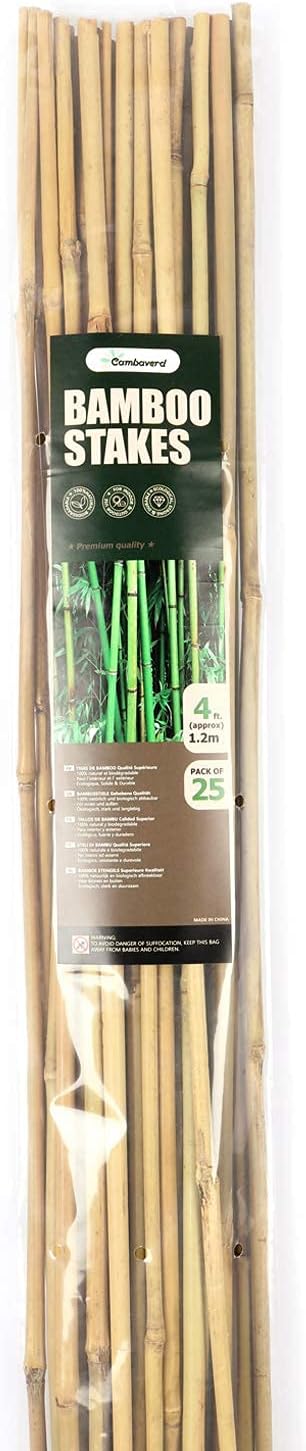 Bamboo Stakes 4ft Natural Plant Stakes for Tomatoes, Beans, Climbing Plants Support - 25 Pack Bamboo Sticks for Plants - view 8