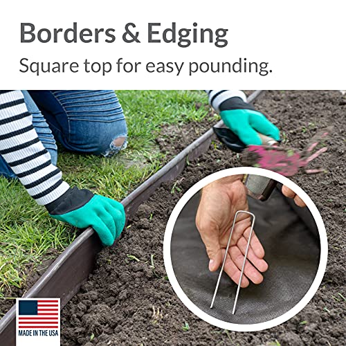 Garden Stakes 6 Inch 11 Gauge Galvanized Steel Landscape Staples, Heavy Duty Landscape Fabric Stakes 200 Pack for Weed Barrier, Sod, Edging, Fencing and Drip Irrigation Made in USA - view 5