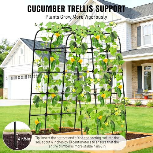 7FT Garden Trellis Arch for Climbing Plants – Tall Outdoor Metal Trellis for Vegetables, Peas, Tomatoes,﻿ Cucumber Trellis Arch & Vertical Garden Climber Plant Support for Vine Plants - view 6