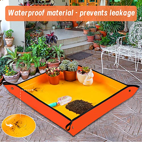Repotting Mat for Indoor Plant Transplanting & Potting Soil Mess Control, 26.8" X 26.8" Portable Potting Tray Succulent Plant Mat Indoor Gardening Tools Gardener Gifts Plant Gift for Plant Lovers - view 4